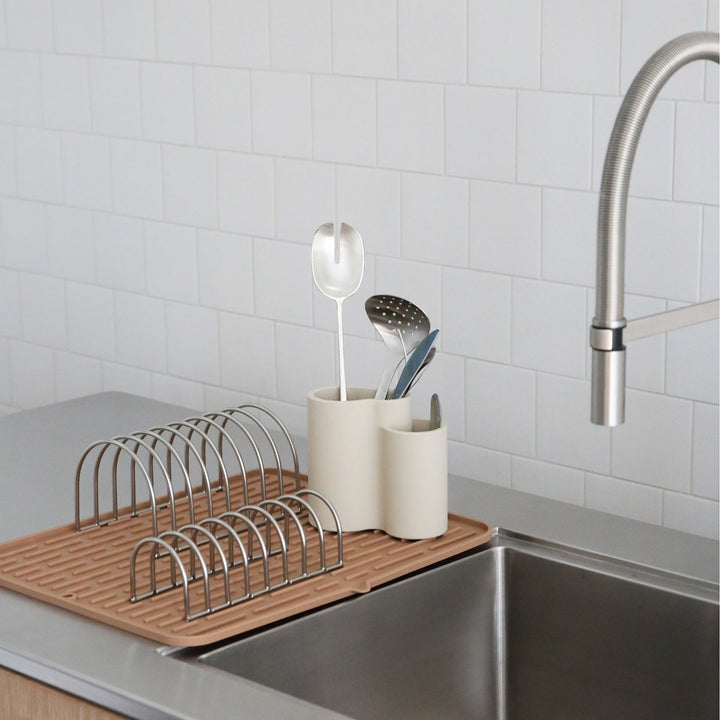 DESIGNSTUFF DRIP Dish Drainer, Brushed Steel (Set of 2)