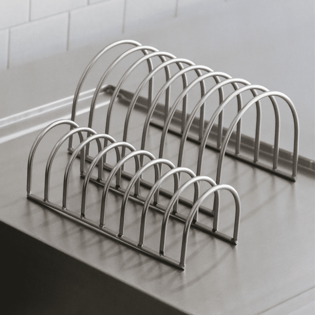 DESIGNSTUFF DRIP Dish Drainer, Brushed Steel (Set of 2)