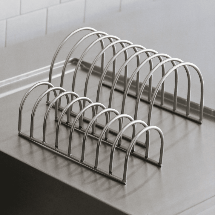 DESIGNSTUFF DRIP Dish Drainer, Brushed Steel (Set of 2)