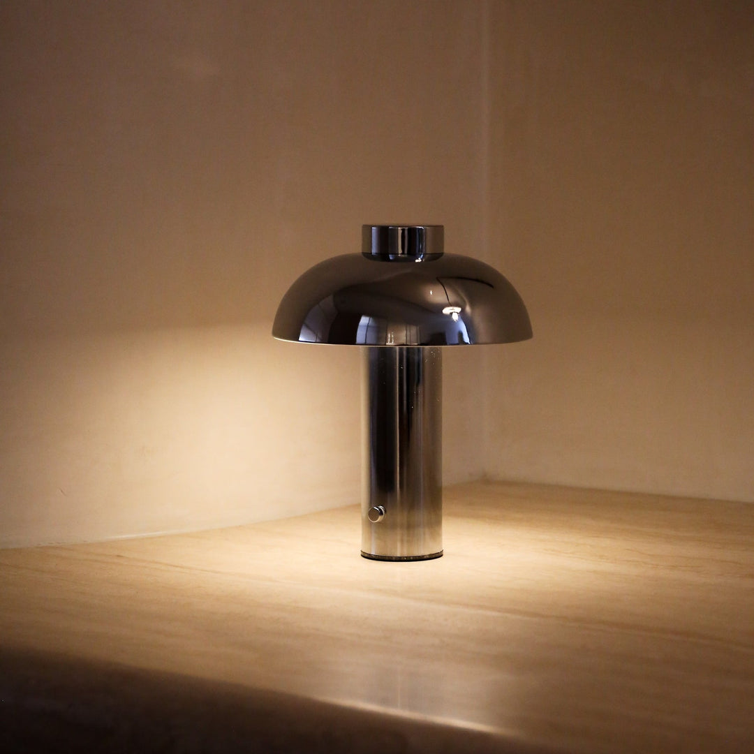DESIGNSTUFF LUME Elio Pillar Portable Lamp, Chrome/Chrome
