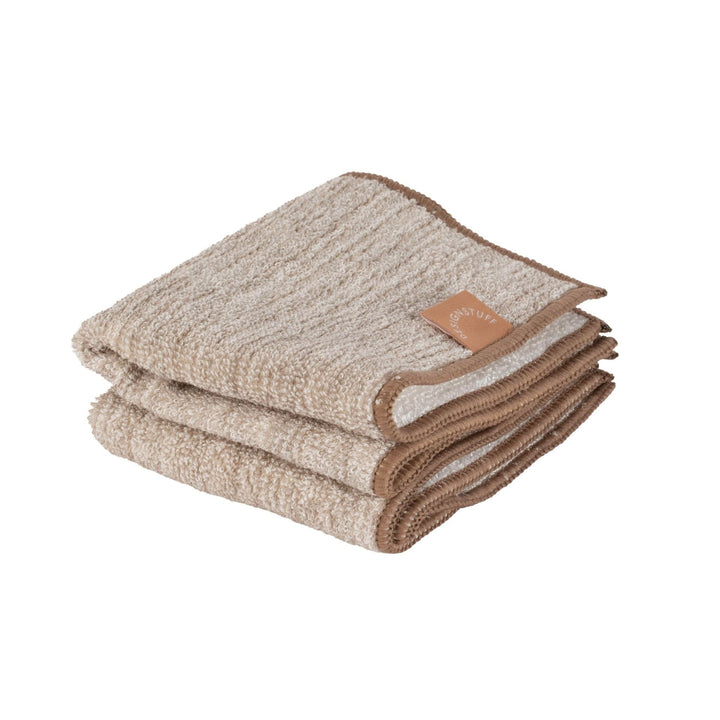 DESIGNSTUFF ETTA Hemp Marle Scourer &amp; Bamboo Dishcloth, Camel (Set of 2)
