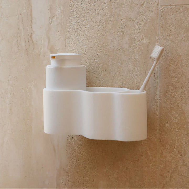 DESIGNSTUFF CURV Shower Caddy, Silicone/Adhesive, White