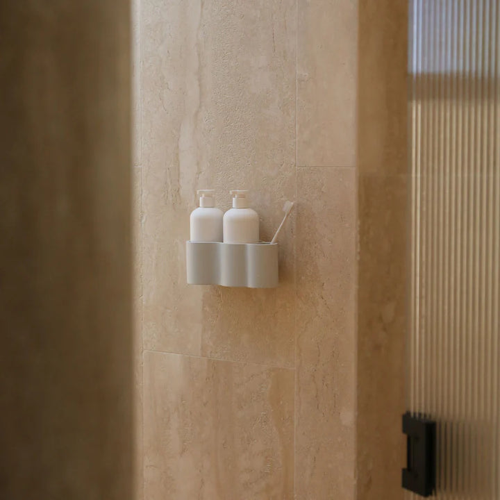 DESIGNSTUFF CURV Shower Caddy, Silicone/Adhesive, Light Grey