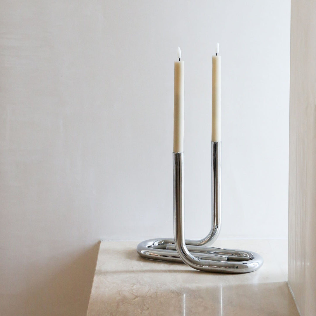 DESIGNSTUFF VIAH LED Candle, Sand (Set of 2)