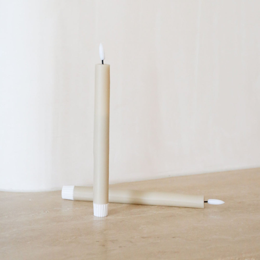 DESIGNSTUFF VIAH LED Candle, Sand (Set of 2)