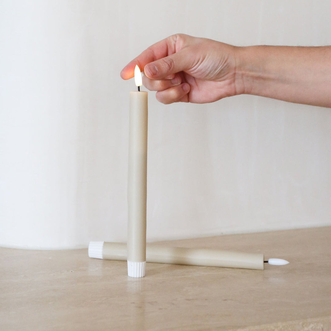 DESIGNSTUFF VIAH LED Candle, Sand (Set of 2)