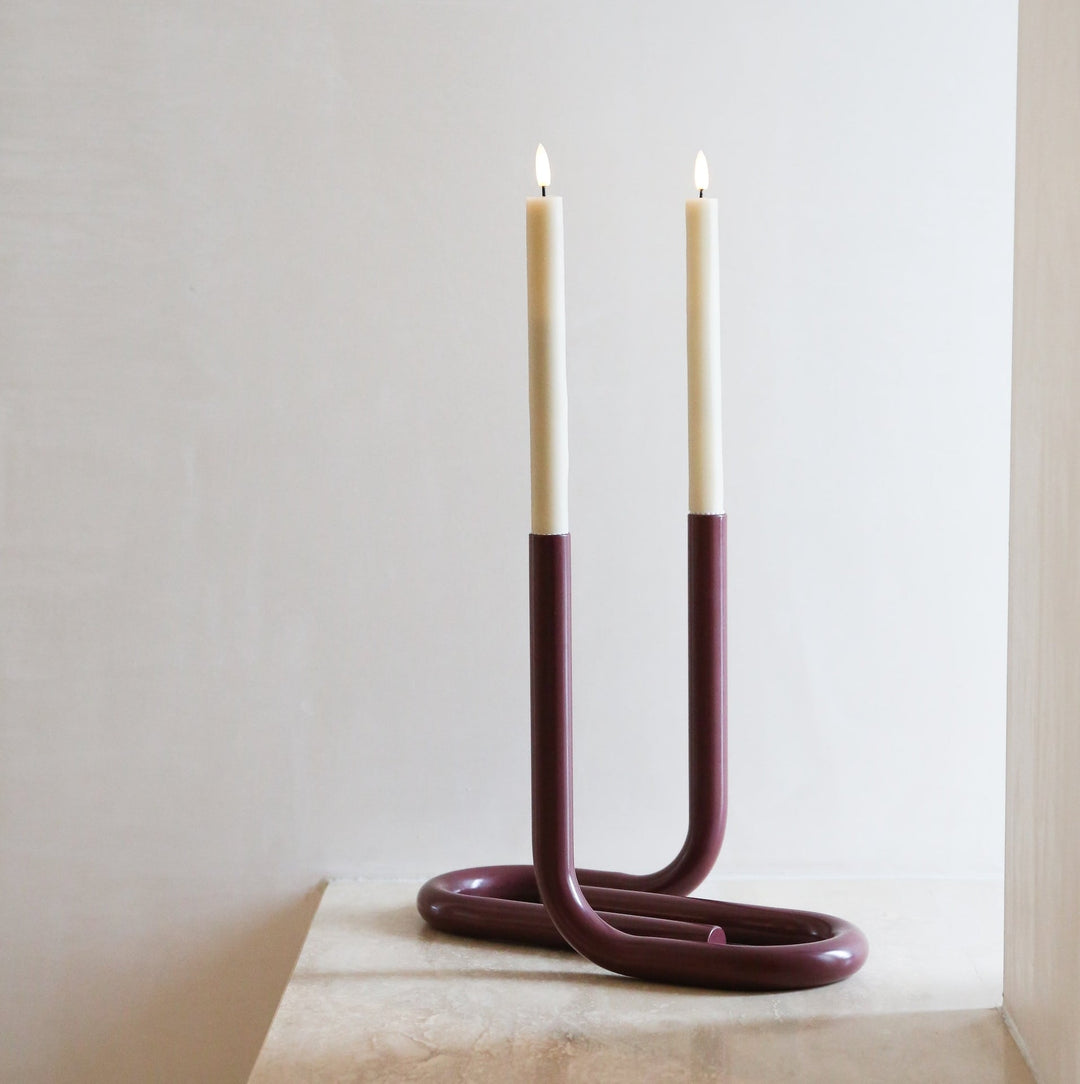DESIGNSTUFF VIAH Candle Holder, Burgundy