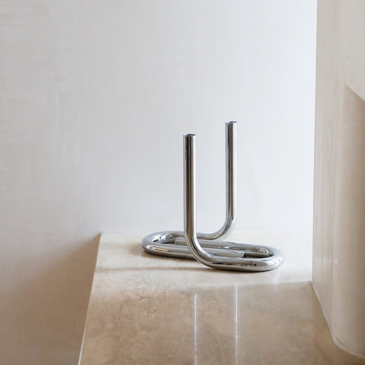 DESIGNSTUFF VIAH Candle Holder, Chrome