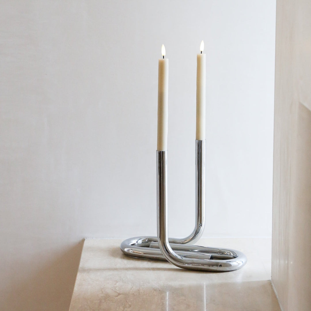 DESIGNSTUFF VIAH Candle Holder, Chrome
