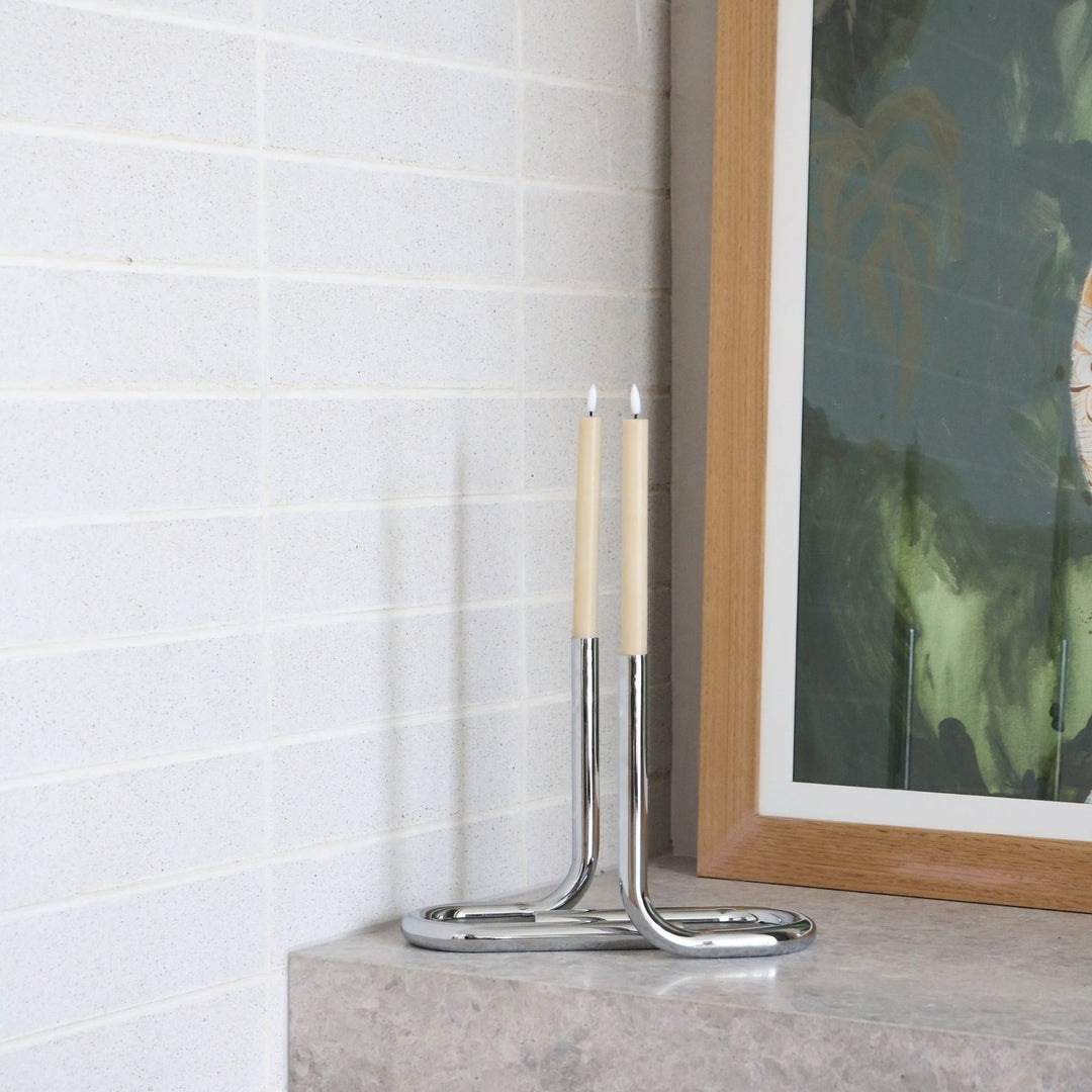 DESIGNSTUFF VIAH Candle Holder, Chrome