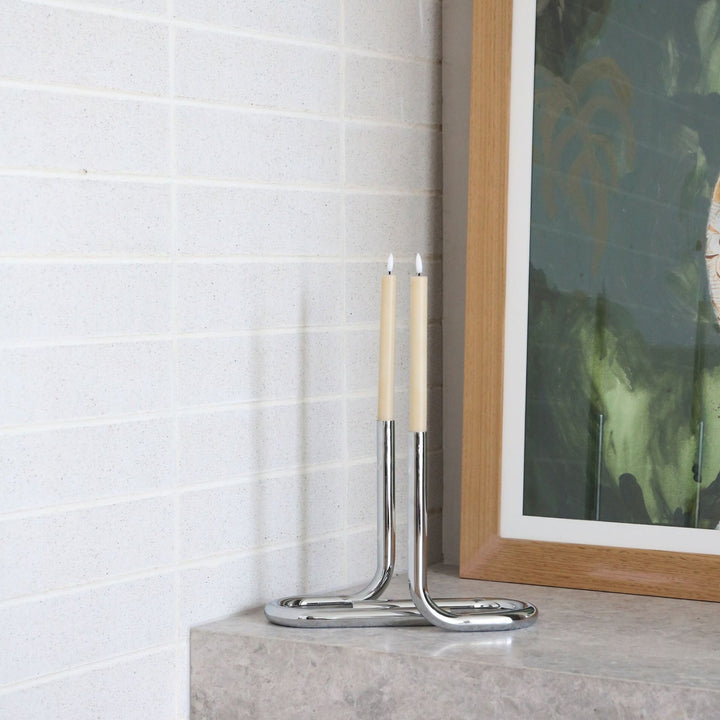 DESIGNSTUFF VIAH Candle Holder, Chrome