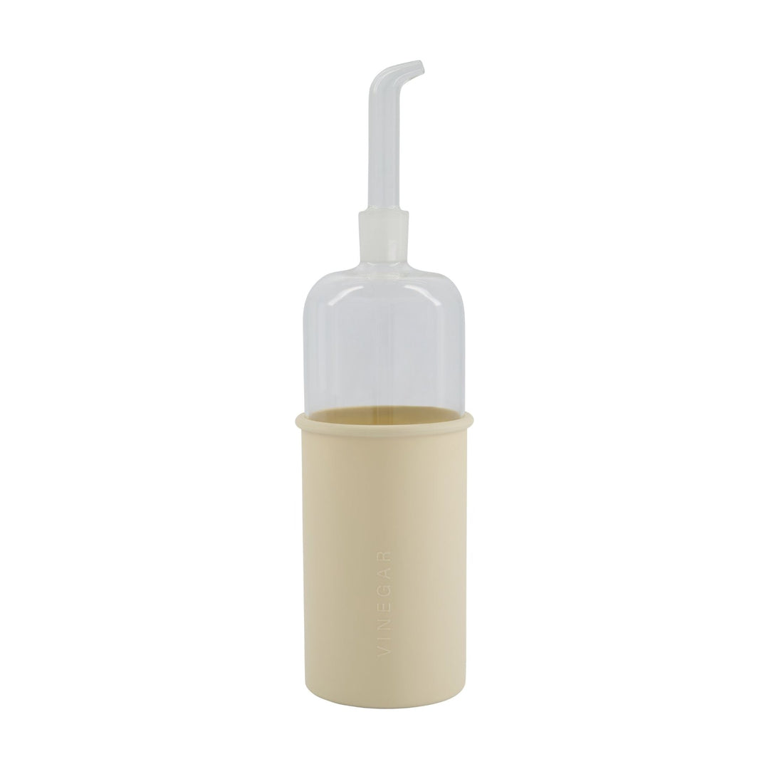 DESIGNSTUFF RUND Bottle for Vinegar, Glass/Silicone, 700ml, Sand
