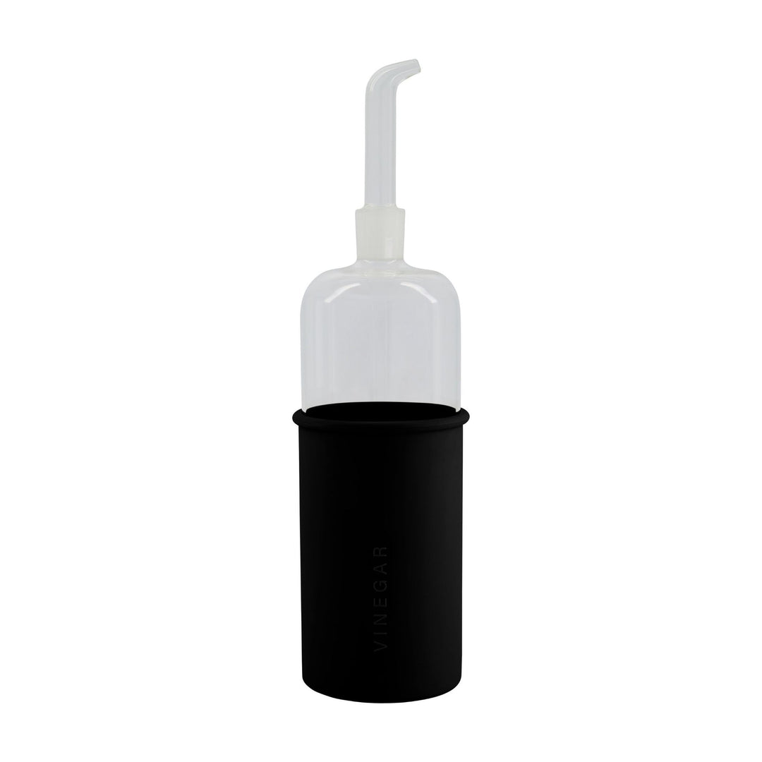 DESIGNSTUFF RUND Bottle for Vinegar, Glass/Silicone, 700ml, Black
