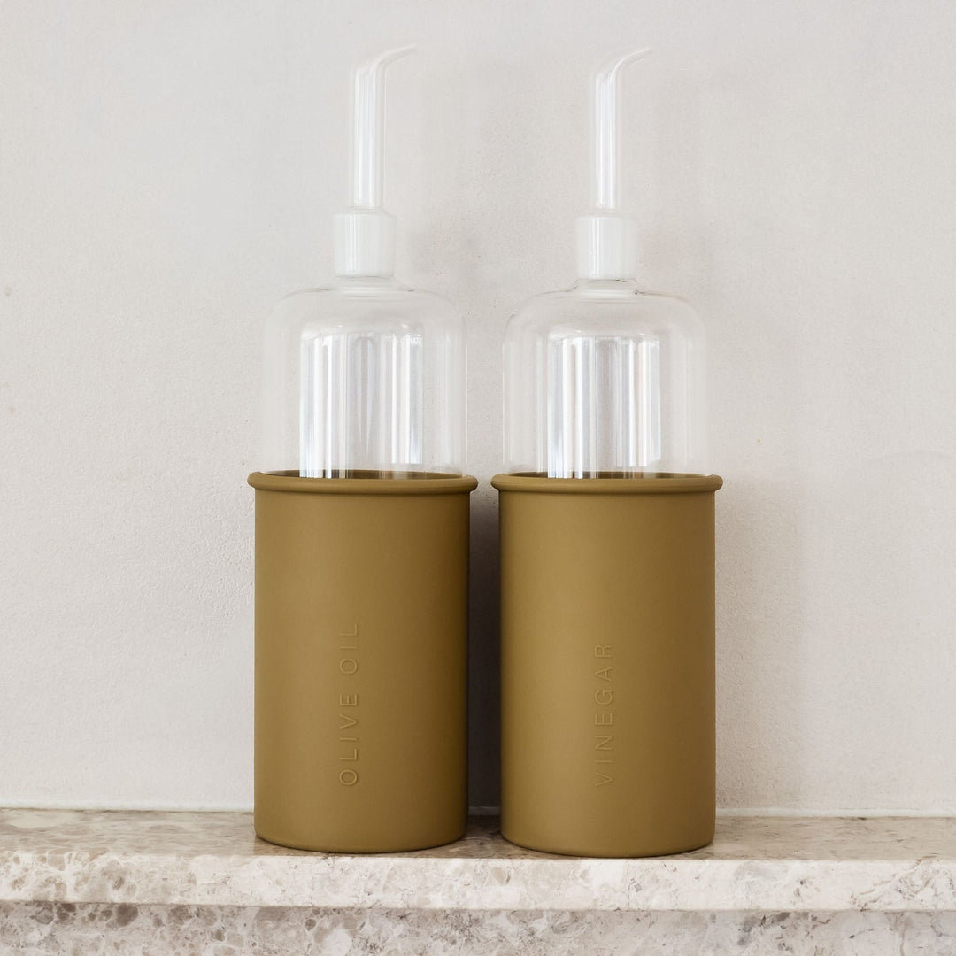 DESIGNSTUFF RUND Oil &amp; Vinegar Bottle Gift Set, 700 ml, Fern