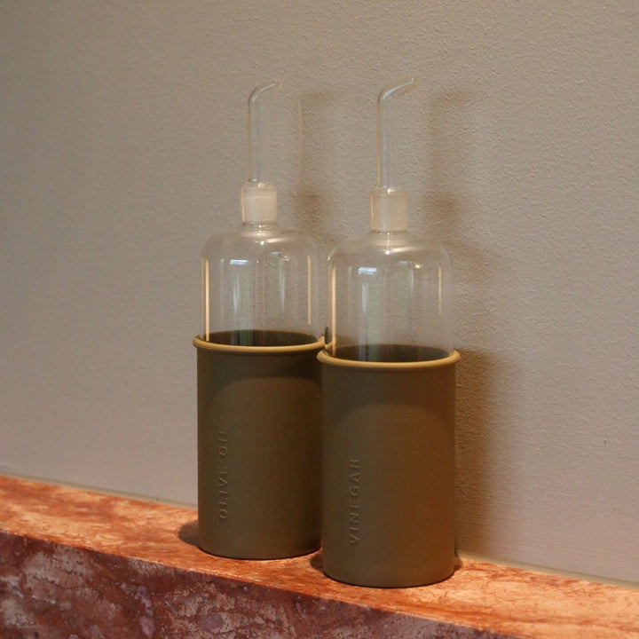 DESIGNSTUFF RUND Oil &amp; Vinegar Bottle Gift Set, 700 ml, Fern