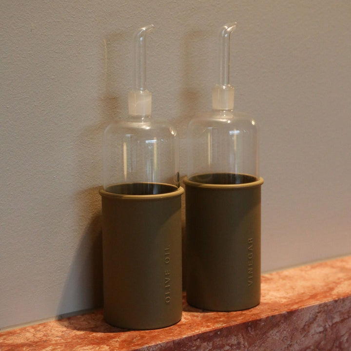 DESIGNSTUFF RUND Oil &amp; Vinegar Bottle Gift Set, 700 ml, Fern