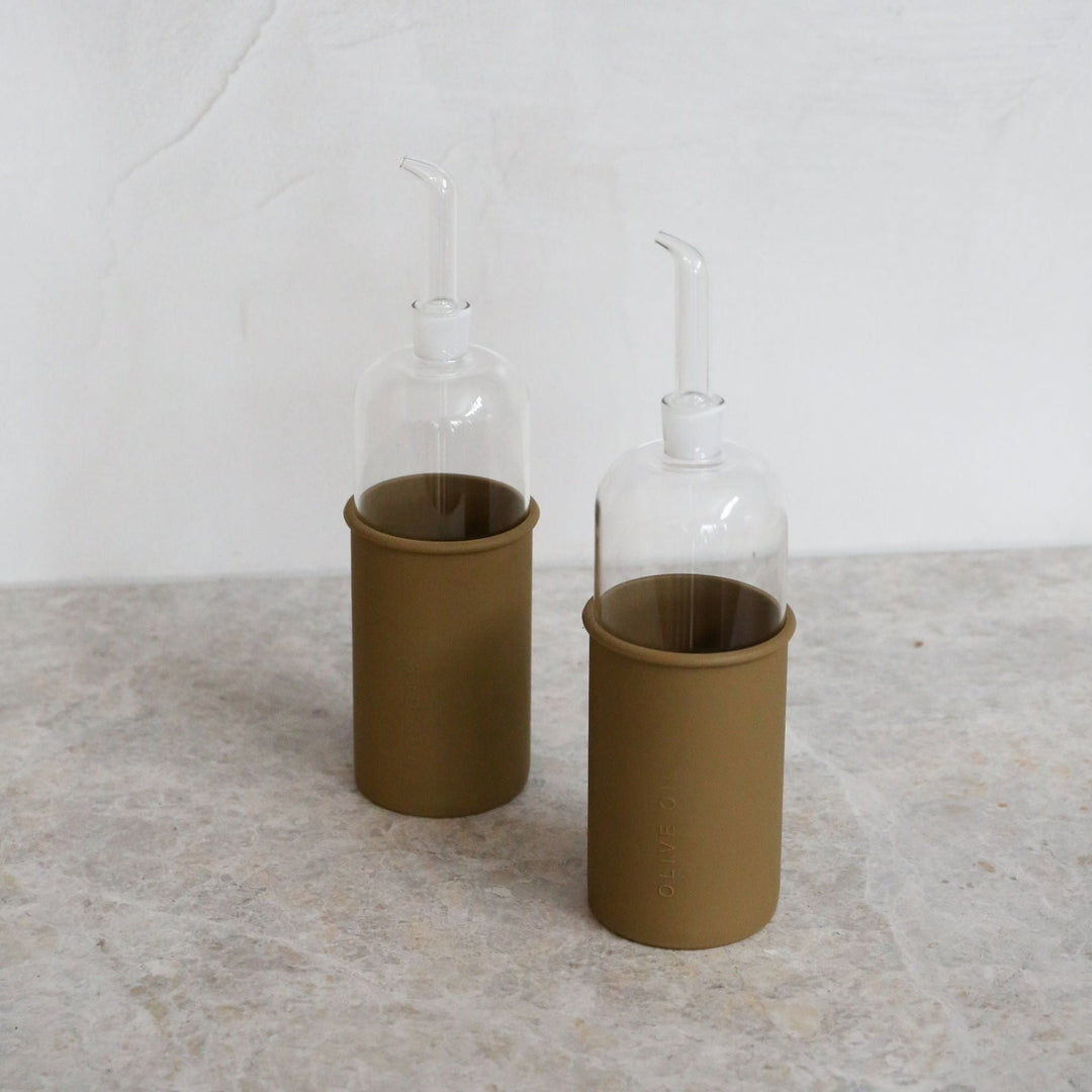 DESIGNSTUFF RUND Oil &amp; Vinegar Bottle Gift Set, 700 ml, Fern