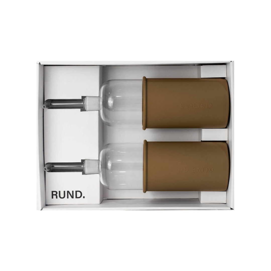 DESIGNSTUFF RUND Oil &amp; Vinegar Bottle Gift Set, 700 ml, Fern