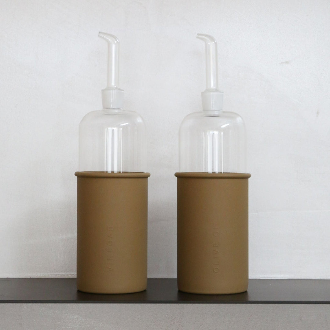 DESIGNSTUFF RUND Oil &amp; Vinegar Bottle Gift Set, 700 ml, Fern