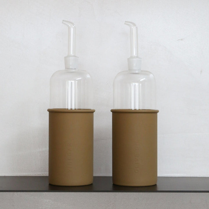 DESIGNSTUFF RUND Oil &amp; Vinegar Bottle Gift Set, 700 ml, Fern