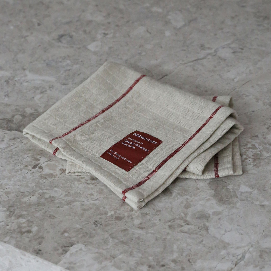 DESIGNSTUFF ETTA Mull Geschirrtuch Leinen, Ziegel/Sand