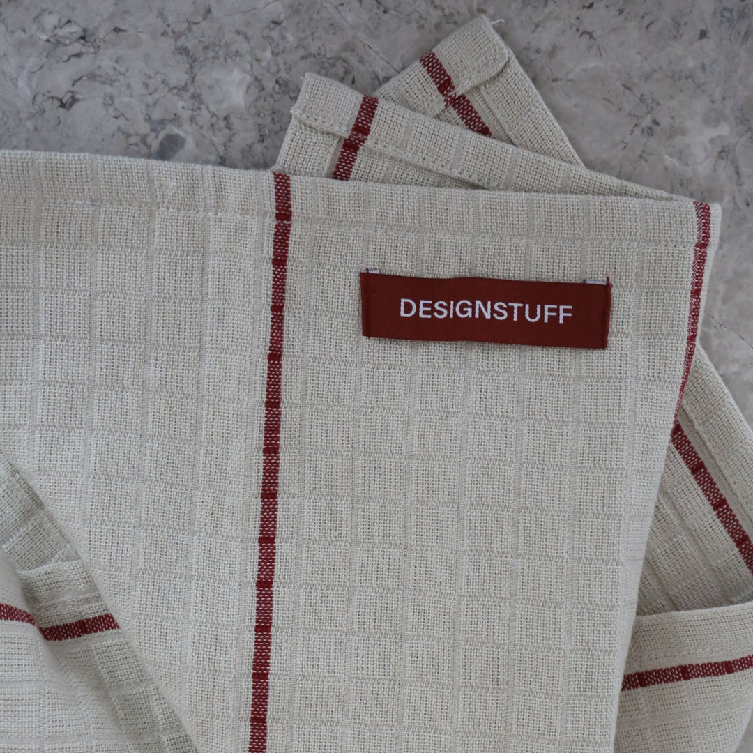 DESIGNSTUFF ETTA Mull Geschirrtuch Leinen, Ziegel/Sand