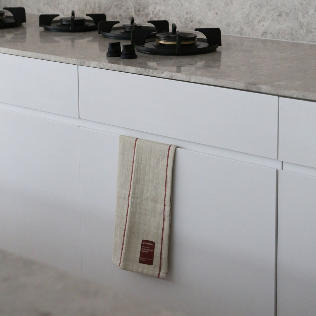 DESIGNSTUFF ETTA Mull Geschirrtuch Leinen, Ziegel/Sand