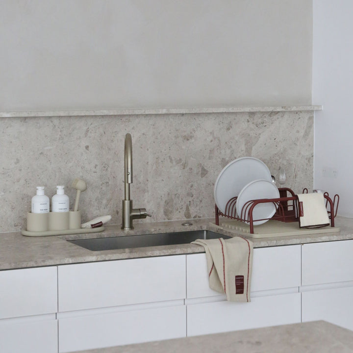 DESIGNSTUFF ETTA Mull Geschirrtuch Leinen, Ziegel/Sand