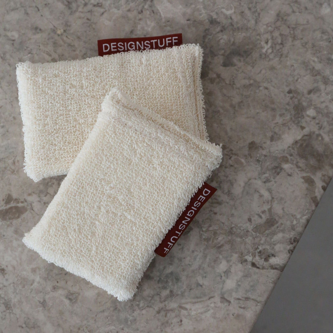 DESIGNSTUFF ETTA Hanf Gesprenkelt Schwamm, Creme/Ziegel (2er-Set)