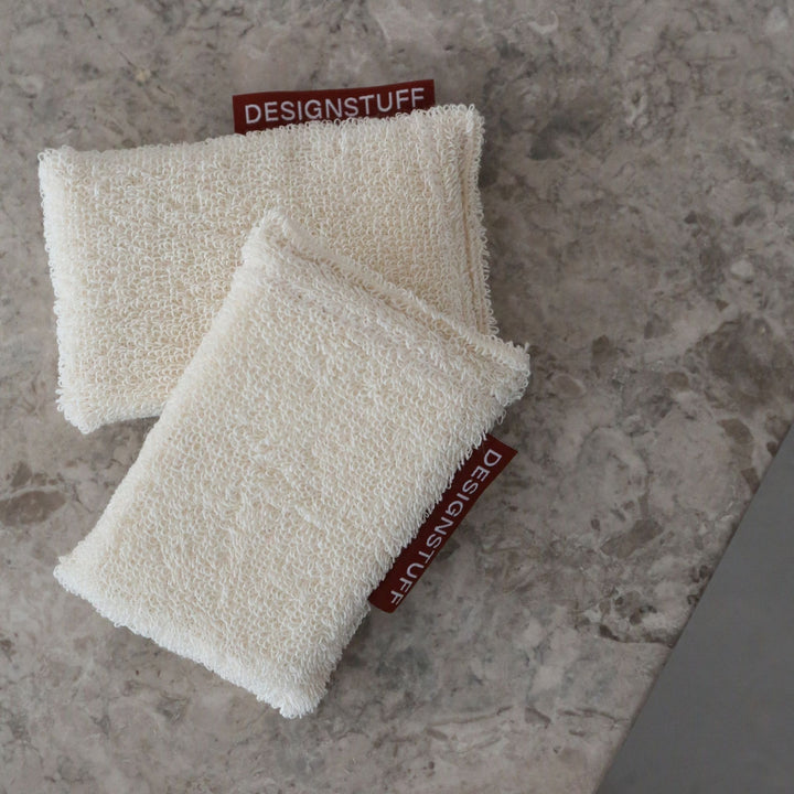 DESIGNSTUFF ETTA Hanf Gesprenkelt Schwamm, Creme/Ziegel (2er-Set)