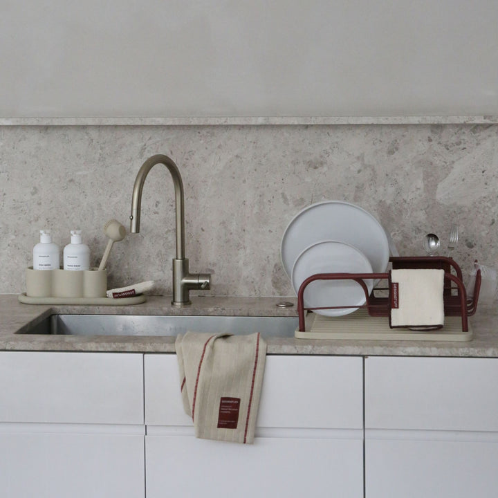 DESIGNSTUFF ETTA Hanf Gesprenkelt Schwamm, Creme/Ziegel (2er-Set)