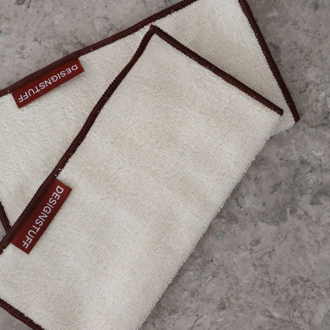 DESIGNSTUFF ETTA Hanf und Bambus-Geschirrtuch, Creme/Ziegel (2er-Set)