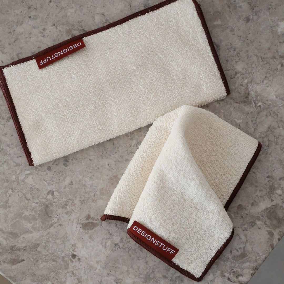 DESIGNSTUFF ETTA Hanf und Bambus-Geschirrtuch, Creme/Ziegel (2er-Set)