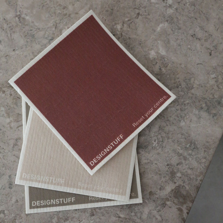 DESIGNSTUFF Kompostierbares Öko-Spültuch, Mist/Cappuccino (3er-Pack)