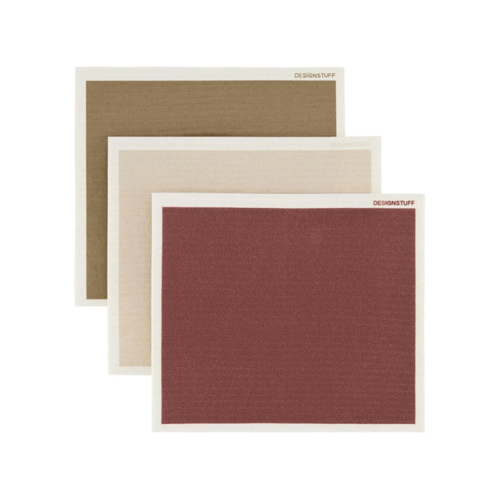 DESIGNSTUFF Kompostierbares Öko-Spültuch, Mist/Cappuccino (3er-Pack)