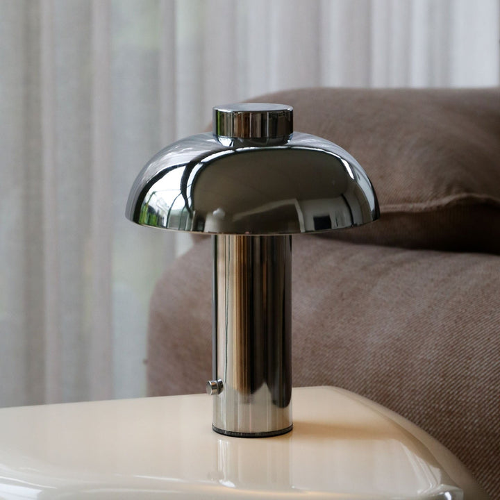 DESIGNSTUFF LUME Elio Pillar Portable Lamp, Chrome/Chrome
