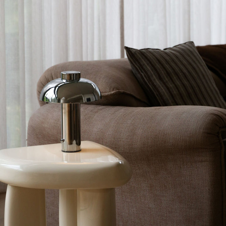 DESIGNSTUFF LUME Elio Pillar Portable Lamp, Chrome/Chrome