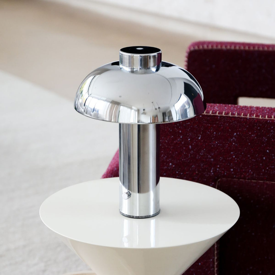 DESIGNSTUFF LUME Elio Pillar Portable Lamp, Chrome/Chrome